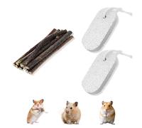 BCHMN 100 g Bâtonnets de Pomme Naturelle et 2 pièces Pierre de broyage minérale pour Dents de rongeurs Jouet à mâcher Animaux de Compagnie Hamster Écureuil Jouet pour Lapin Jouet Hamster