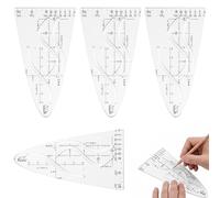 BCHMN Lot de 4 Règles Parabole et Trace-courbes, Pochoir de Dessin Géométrique pour Fonctions Mathématiques, Gabarit de Traçage Transparent pour Scolaire, Collège et Lycée