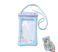 BCHMN Pochette Étanche Smartphone avec Motif Chat Bleu - Sac Imperméable Téléphone Portable pour Natation, Plage et Voyage - Coque Waterproof Universelle avec Cordon et Fenêtre Tactile HD, 10*20.5cm