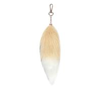 BCIOUS Chaîne de queue de renard en peluche à suspendre pour voiture, décoration de sac à main, pendentif, charme, fausse queue d'animal, kaki clair, taille unique