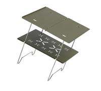 BCIOUS Grille et plaque en aluminium - Table de camping en plein air - Étagère de rangement en alliage d'aluminium - Table pliante double couche