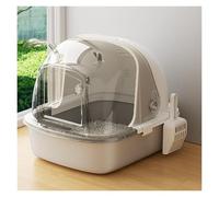 BCJMKDX Armoire de séchage pour Animaux de Compagnie, Bac à litière for Chat, Grand bac for avec Porte Avant et Pelle, Semi-fermé(Parent,Gris)