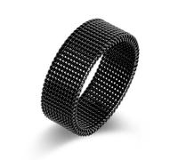 BCJMKDX Bagues, Bague unisexe légère en acier titane 4 g, flexible et tressée | 8 mm(Black,U)