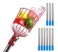 BCJMKDX cueilleur de Fruits, Cueilleur de Fruits avec Panier, avec Coussinet de Protection en Mousse, en Acier Inoxydable for Pommes, poires, Citrons et Oranges(3.6m)