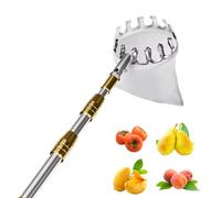 BCJMKDX cueilleur de Fruits, Cueilleur de Fruits télescopique en Acier Inoxydable avec Sac en Tissu, Outil de cueillette for poires, Citrons et Oranges(4m)