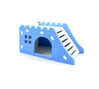 BCJMKDX Jouets pour Hamsters, Jouet for Hamster, 2 pièces, Fournitures en Bois for Animaux de Compagnie, nid de Hamster for Petits Animaux, château de hérisson, Plateforme d'observation, Rose(Blue)