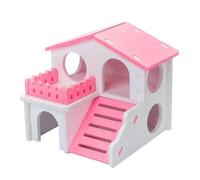 BCJMKDX Jouets pour Hamsters, Lot de 2 Jouets for Hamster, Maison en Bois résistante à l'humidité, cachette for Hamster, Accessoires, Jouet Bleu(Pink)