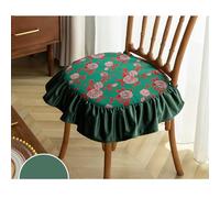 BCJMKDX Oreiller de Soutien， Dining with Straps|Removable and Washable All-Season Seat Pads|Comfortable Upholstered Butt Pad(Dark Green)