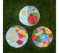 BCJMKDX Pierres d'aménagement paysager, Lot de 3 Dalles Jardin décoratives circulaires à Motifs Mignons, idéales for l'aménagement paysager extérieur, Toutes Saisons