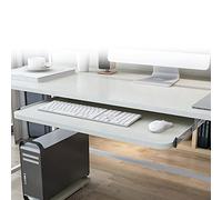 BCJMKDX Plateau pour Clavier, Tiroir Coulissant sous Bureau for Clavier, réglable en Hauteur, avec étagère/Support for Souris(B White,54 * 27 cm(21 * 11 inch))