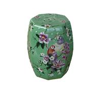 BCJMKDX Tabouret de coiffeuse et tabouret à langer de style européen rétro peint à la main, petit tabouret tambour en céramique fraîche, jetée en porcelaine brodée (vert)