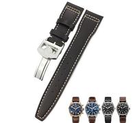 BCMCBV Bracelet de montre en cuir de veau 20 mm, 21 mm, 22 mm pour IWC Mark LE PETIT PRINCE IW327004 IW377714 Big Pilot Accessoires Boucle déployante, 20mm silver buckle, Agate