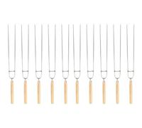 BCOATH 10 Pièces Brochettes à Rôtir en Acier Inoxydable Forme en U Manche en Bois Beige, Résistantes la Rouille, Pratiques pour Ailes de Poulet et Gigot D'agneau Barbecue