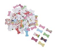BCOATH 100 Pièces Boutons en Bois D'os de Chien, Boutons Décoratifs 25x13mm, 2 Trous, Blanc Imprimé, pour Vêtements, Pulls, Chapeaux et Loisirs Créatifs