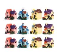 BCOATH 12 Pièces Figurine de Maison Miniature en Résine Décorative pour Plantes et Terrarium, Style Rustique et Cottage, Résistante aux Éclats, pour Bureau ou Création de Diorama