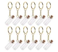 BCOATH 12 Pièces Mini Bouteilles Verre Transparent avec Liège et Porte-clés Flacons à Sortilèges pour DIY Rangement de Liquides Cadeaux Mariage et Décoration Maison