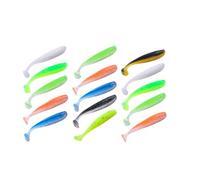 BCOATH 15 Pièces Leurre de Pêche en Silicone Souple 8cm 3,4g Forme Poisson Queue en T, Appât Réaliste pour Attirer Poissons en Pêche Sportive Couleur Aléatoire