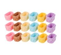 BCOATH 18 Pcs Miniature Woven Baskets Set Mini Dollhouse Food Storage Bins in Colors for Creative Play and Fairy Garden Accessories