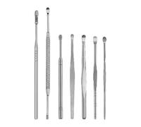 BCOATH 1ensemble Kit Gratte-oreille Acier Inoxydable Outil Dissolvant de Cérumen Pratique avec Manche Antidérapant pour Soins des Oreilles à Domicile