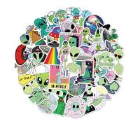 BCOATH 2 ensembles Lot Autocollants Aliens Thème Stickers Adhésifs Étanches pour Valises Skateboards et Ordinateurs Portables Décoration Créative