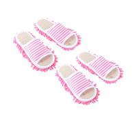 BCOATH 2 paires Pantoufles Vadrouille Lavables pour Nettoyage Sol Chaussons Microfibre Réutilisables à Rayures pour Maison Petite Unisexe