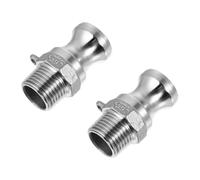 BCOATH 2 pièces Adaptateur Type Camlock Acier Inoxydable Connecteur Rapide à Double Ouverture pour Tuyaux avec Raccord Fileté Npt Adaptateur Mâle à Came et Rainure pour Usage Industriel