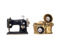 BCOATH 2 Pièces Broche Vintage Homme Créative Épingle Poitrine Décorative Appareil Photo Noir et Platine Vinyle Dorée Broche Revers Rétro pour Femmes et Filles Accessoire Unique pour et