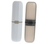 BCOATH 2 pièces Étui Brosse à Dents Portable Demi Transparent Noir et Bleu Boîte de Rangement Compacte et Hygiénique Protection pour Voyages et Activités Extérieures