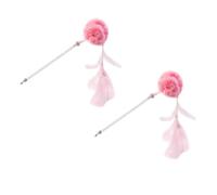 BCOATH 2 Pièces Interactif pour Chaton Plume et Boule en Peluche Rose, Baguette en PVC Légère pour Attirer L’Attention des Chats et Stimuler Le Jeu la Maison