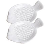 BCOATH 2 Pièces Râpe à Gingembre en Céramique Blanche, Forme Poisson