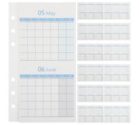 BCOATH 20 Feuilles Recharge Feuilles de Calendrier Mensuel A6 Bleu, Papier Double Face pour Classeur 6 Anneaux, Planification Budgétaire et Utilisation Flexible en Planning