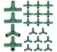 BCOATH 20 Pièces Connecteurs en Plastique Verts pour Tuteurs de Plantes, Joint de Connexion à Trois ou Quatre Voies, Surface Lisse, Facile à Installer, Accessoires pour Cadre de Jardin