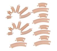 BCOATH 20 Pièces Kit Extension de Pistes de Train Bois Rail Droit et Courbe Compatible avec Accessoires de Train Motorisés Blocs de Construction Bois pour Garçon Fille