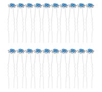 BCOATH 20 Pièces Pinces à Cheveux en Alliage et Strass Bleu, Forme Fleur de Rose, Faciles à Manipuler, pour Fêtes et Coiffures Féminines