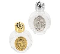 BCOATH 2pcs Bouteilles en Verre pour Eau Bénite Motif en Relief, Étanches et Scellées, Décor Élégant Maison Fêtes Religieuses