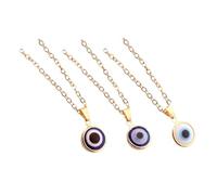 BCOATH 3 pièces Collier Pendentif Œil Turc Bleu avec Chaîne Ajustable Unisexe Anti- Œil pour Protection et Design Naturel Suspendu Couleur Aléatoire Couleur Aléatoire
