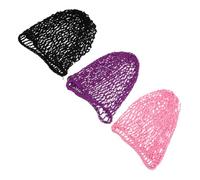 BCOATH 3 pièces Filets à Cheveux Crochetés Main pour Femmes Lot de Couvre-cheveux Maille Élastique Noir Rose Accessoires Respirants et Légers pour Styles Soignés et Confortables