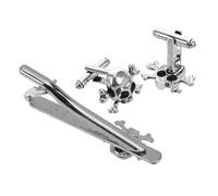 BCOATH 3 pièces Set de Barre Cravate et Boutons Manchette Homme Élégant Style Gothique Pince Cravate pour Fête et Cérémonie