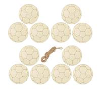 BCOATH 30 Pièces Décoration Suspendue Bords sans Éclats Forme Ballon de Football en Bois Beige Rustique Peinture Possible, pour Fêtes Sportives et Célébrations D'équipe