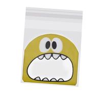 BCOATH 300 pièces Sachets Autocollants pour Biscuits avec Motif Bouche Ouverte Sacs pour Bonbons et Friandises Couleurs Rouge Jaune Vert pour Fêtes et Alimentaire Sécurisé