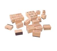 BCOATH 32 Pièces outils en bois dedoot accessoires d'artisanat de la semaine tampons décoratifs pour carte tampon chiffre mini-timbres numérotés Beige