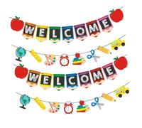 BCOATH 4 Pièces Bannière Welcome Back To School Décoration Colorée pour Fête de Rentrée pour Salle de Classe Murs et Fenêtres Facile à Suspendre