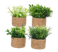 BCOATH 4 Pièces Mini Potted Artificial Plants for Dollhouse Realistic Tiny Greenery Figurines for Mini Garden Decoration and Model Landscaping