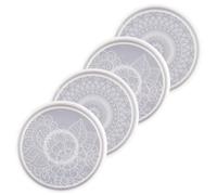 BCOATH 4 Pièces Moule Silicone Rond pour Résine Époxy Mandala Motif Détaillé, Réutilisable, pour Activités DIY en Famille, Couleur Blanc
