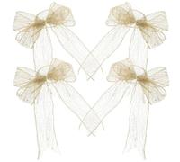 BCOATH 4 Pièces Nœuds de Noël Décoratifs Nœuds de Ruban de Noël Or Polyester PVC et Sequins pour Boîte Présent