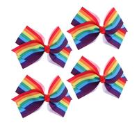 BCOATH 4 Pièces Pince à Cheveux Noeud en Tissu et Métal Flexible, Résistante aux Pliures Répétées, pour Fêtes D'anniversaire et Célébrations Fierté