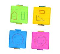 BCOATH 4 pièces Planche Perforée Éducative Plastique Geoboard Créatif pour Apprentissage des Mathématiques et Géométrie École Primaire Développement des Compétences Couleur Aléatoire