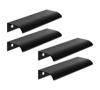 BCOATH 4 Pièces Poignée de Meuble Invisible Noire en Alliage D'aluminium | Armoire et Meuble à Chaussures, Finition Peinture en Spray, Bords Lisses, Usage Pratique, sans Perçage