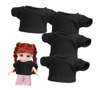 BCOATH 4 pièces Shirt Manches Courtes pour Peluches Lot de Chemises Noires Coton Tricoté Costume Délicat pour Ours Peluche et Petites Poupées Vêtements Réutilisables et Résistants