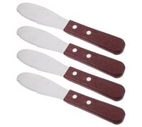 BCOATH 4 Pièces Tartineur à Beurre en Acier Inoxydable à Lame Large avec Manche Bois pour et Fromage Doux